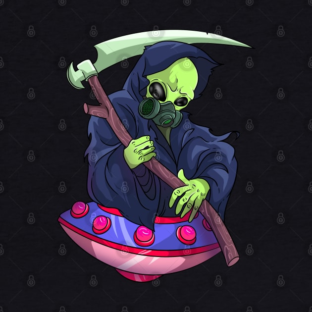 Death Scythe Grim Reaper Alien Skull by Trendy Black Sheep